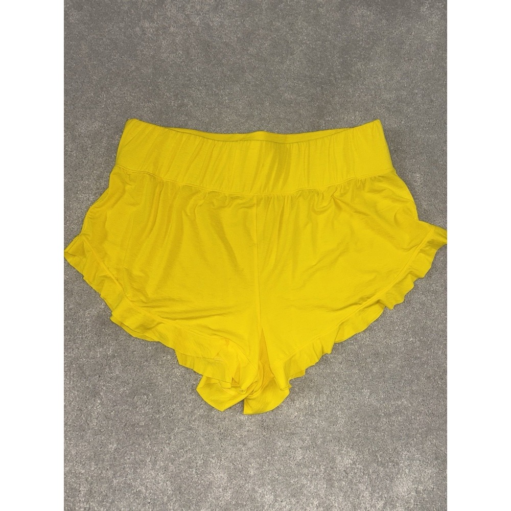 Free People Bright Yellow Ruffle Athletic Shorts